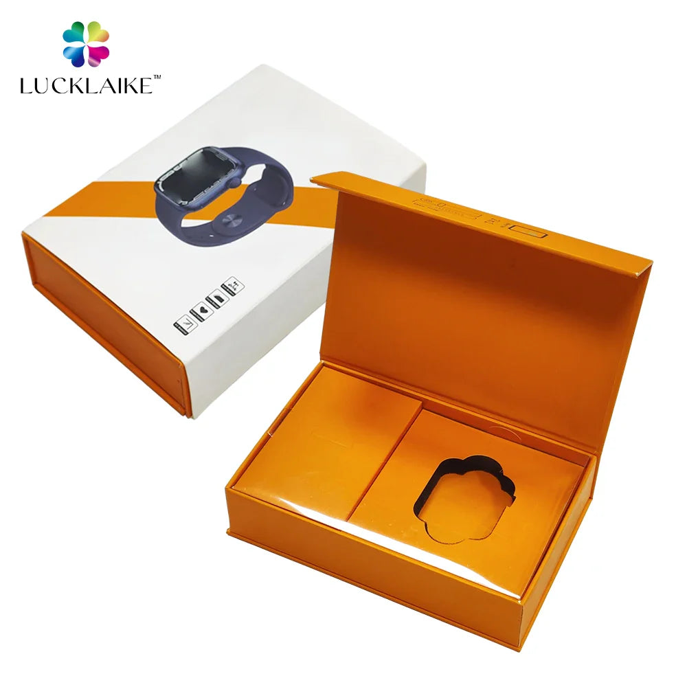 Custom Printed Rigid Cardboard Rigid Flip Paper Boxes Packing Electronic Wireless Earphone Magnetic Closure Blue Packaging Box