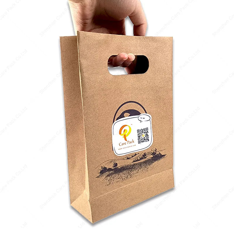 Recyclable Brown Kraft Paper Bag Custom Printed logo Luxury Clothing Shopping Bags Recyclable Gift Bag With Handle