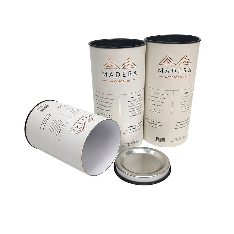 Wholesale Custom Metal Cover Cardboard Paper Tube for Food & Beverage Packaging Round Box