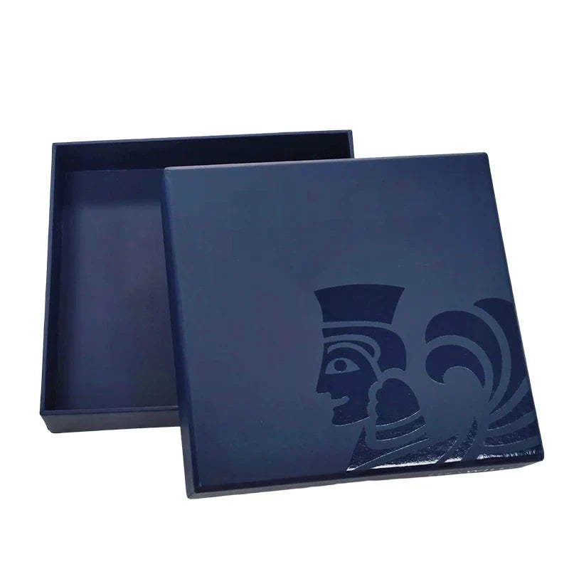 Customised UV Printing Deep Blue Hard Rigid Paper Cardboard Packaging Lid and Base Men Wallets Carteras Gift Boxes for Present