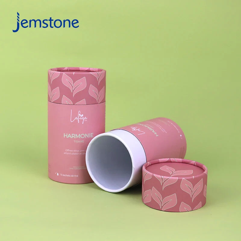 Eco-Friendly Custom Logo Round Luxury Kraft Cardboard Food Tea Bag Coffee Beans Powder Paper Tube Loose Tea Cylinder Packaging