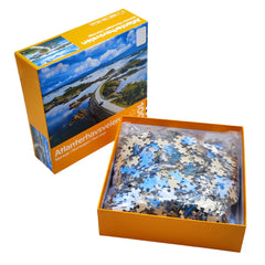 Customized 1000 Piece Atlanterhavsvegen Brain Teaser IQ Game Jigsaw Puzzles Matte Paper with Custom Box