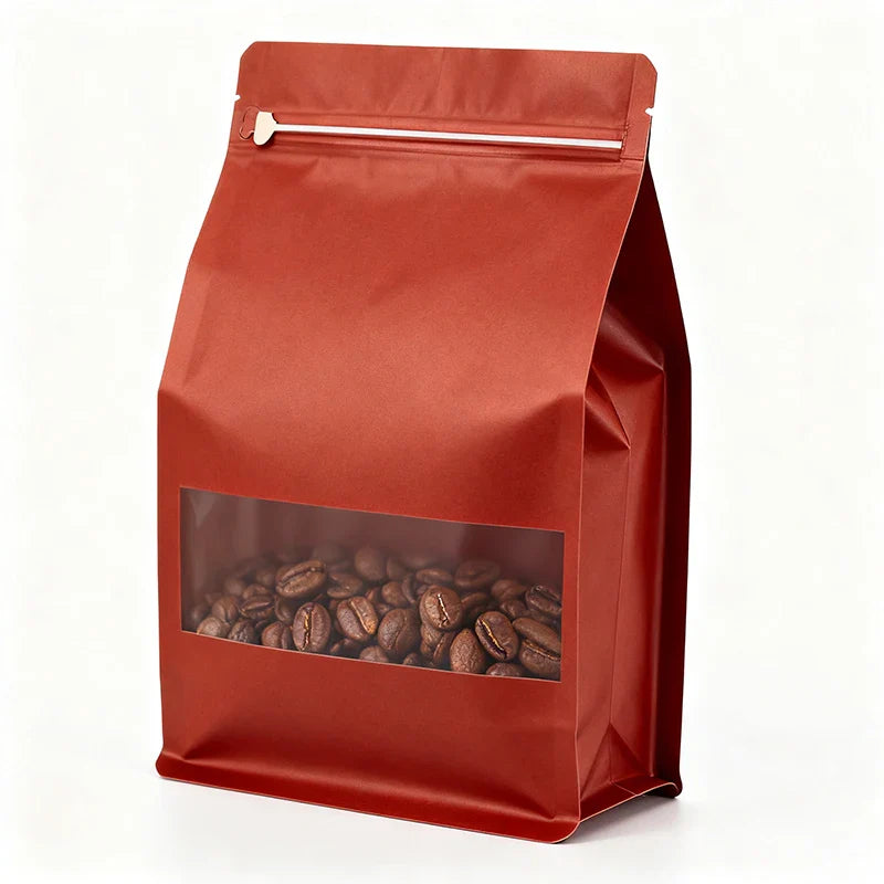 Kraft Paper Coffee Bags With Sustainable 250g 500g 1KG Dried Flat Bottom Doypack PLA Craft Pouches for Tea