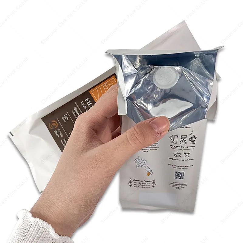 Custom 5oz 500g Side Gusset Coffee Bean Bag 8 oz 8 Ounce Aluminum Foil Coffee Bag With One Way Degassing Valva