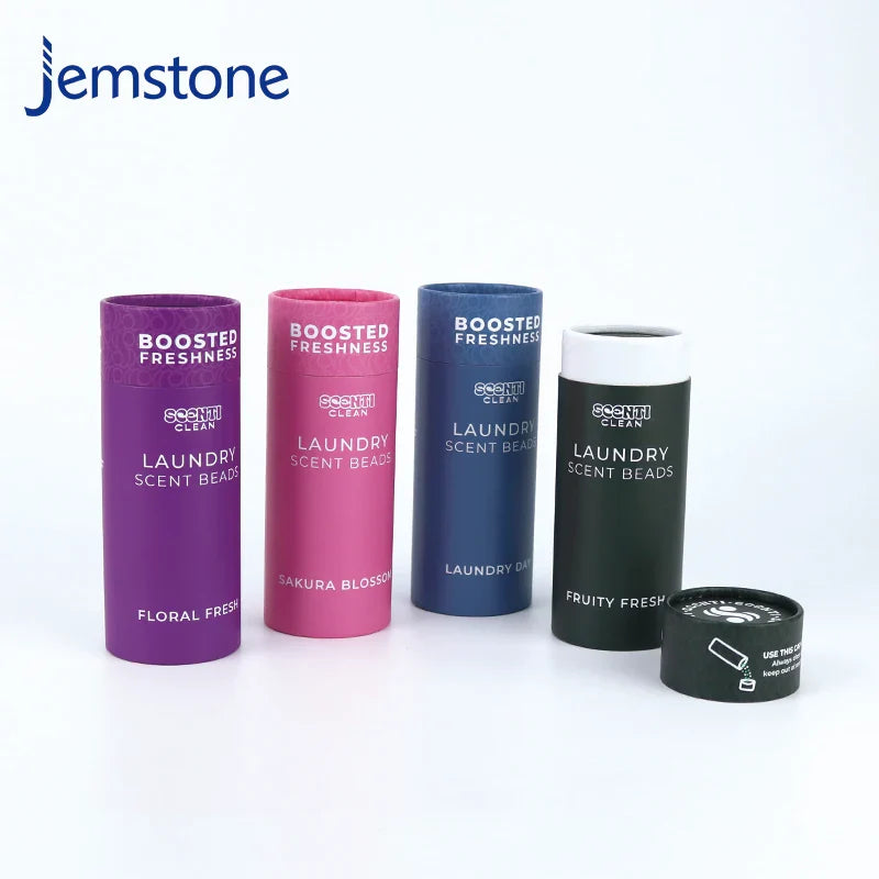 Eco-Friendly Custom logo  Kraft Cardboard Laundry Scent Beads Cylinder Packaging Bath Salt Paper Tube