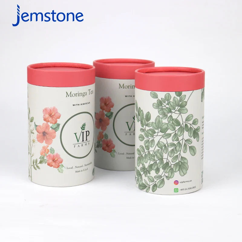 Custom Logo Print Paper Tube Kraft Cardboard Cylinder Packaging Food Grade Empty  Powder Spice Paper Tube