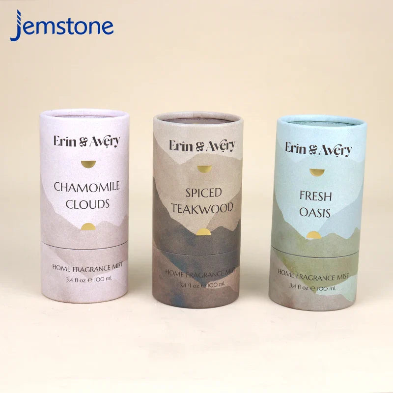 Custom Printed Cosmetic Cardboard Cylinder Powder Paper Tube Skincare Essential Oil Packaging  for Perfume Bottle