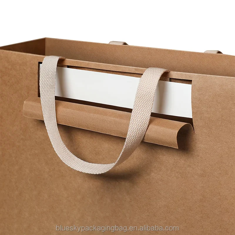 OEM/ODM Customized Brand Brown Paper Bags for Food Shopping Bag with Own logo Kraft Paper Bag Eco Friendly Tote Bag with Handle