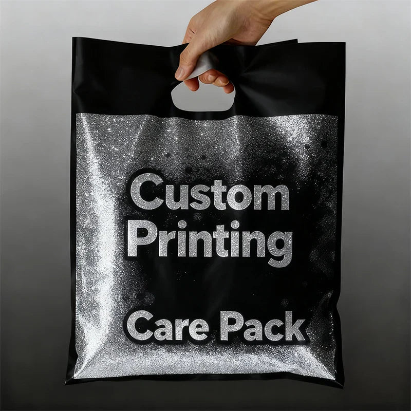 Wholesale Custom Plastic Shopping Bag With Logo Recyclable Bag Die Cut Handle Groceries Business Promotion Shopping Bags