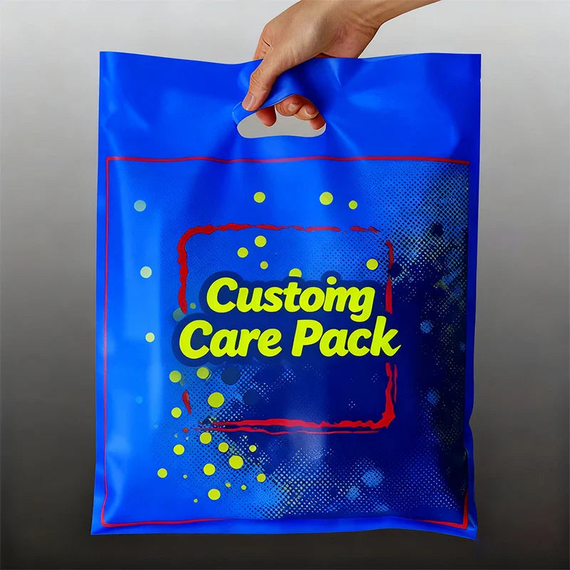 Wholesale Custom Plastic Shopping Bag With Logo Recyclable Bag Die Cut Handle Groceries Business Promotion Shopping Bags