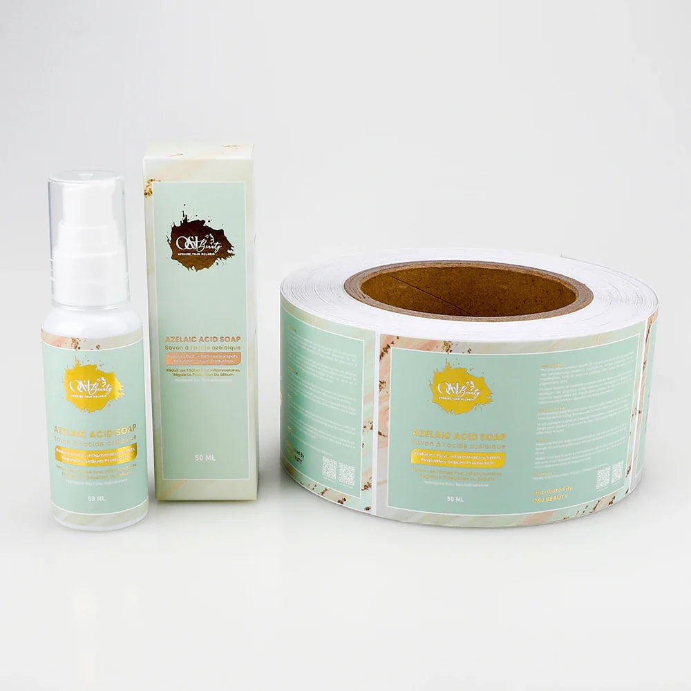 Waterproof Luxury Packaging Bottle Roll Labels for Food Cosmetic Custom Set Logo Adhesive Bottle Label Stickers and Box