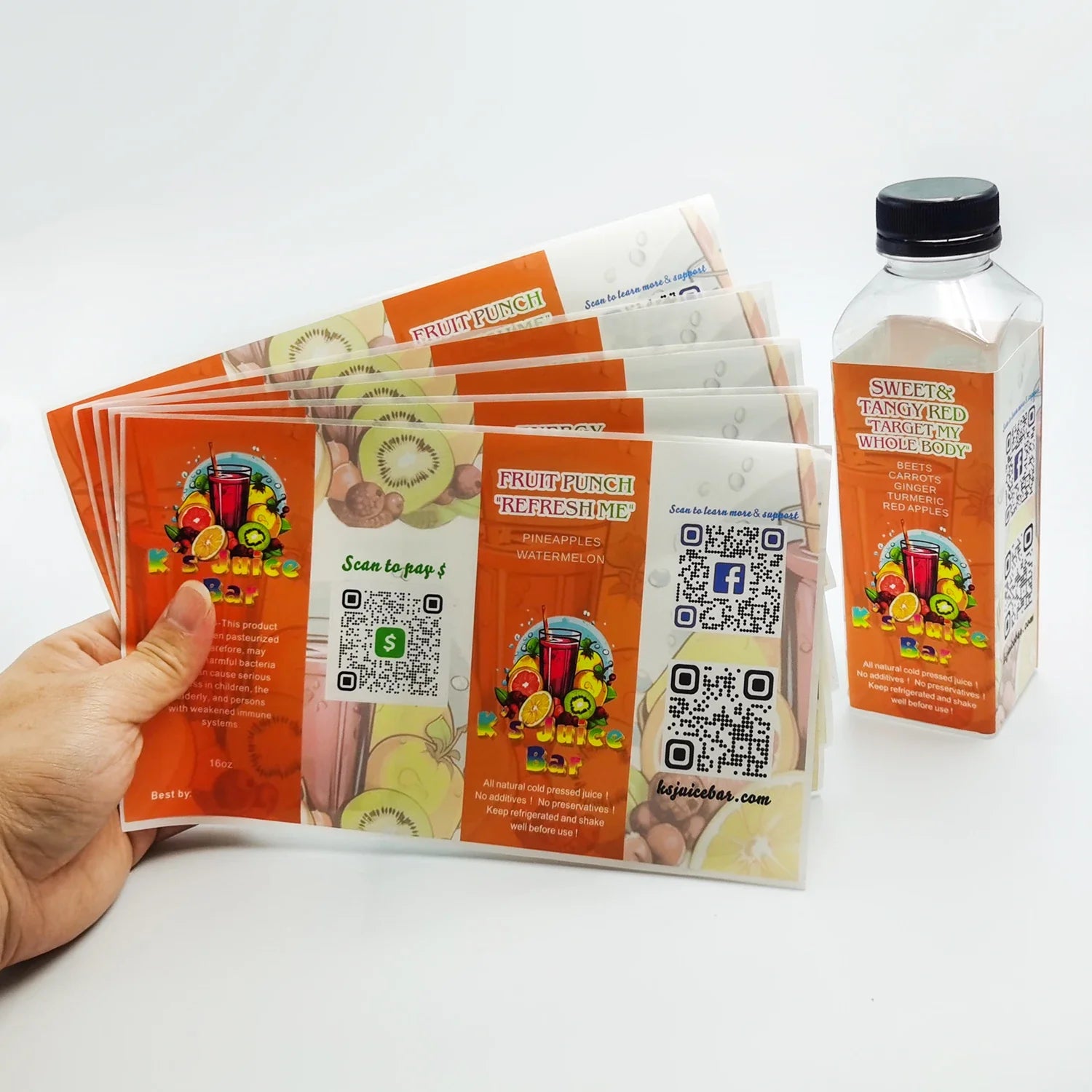Manufacturer Custom Bopp Printing Logo 12oz 32oz Beverage Mango Juice Bottle Packaging Sticker Empty Plastic Bottles With Labels
