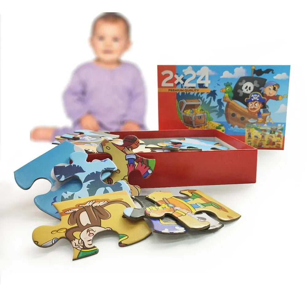 Customized Printing Children Cardboard 2 in 1 Design Hot Sale Paper Children Custom Puzzle Jigsaw Puzzle for Kids