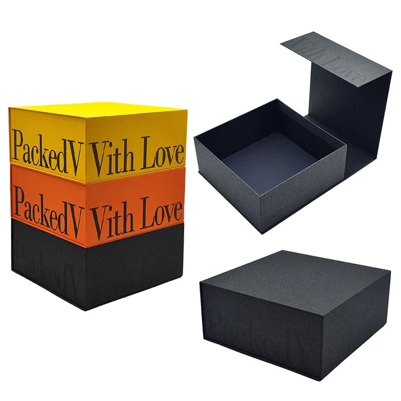 Custom Luxury Black Cardboard Packing Folding Shoe Gift Box Magnetic Paper Box Packaging With Magnetic Flap Closure