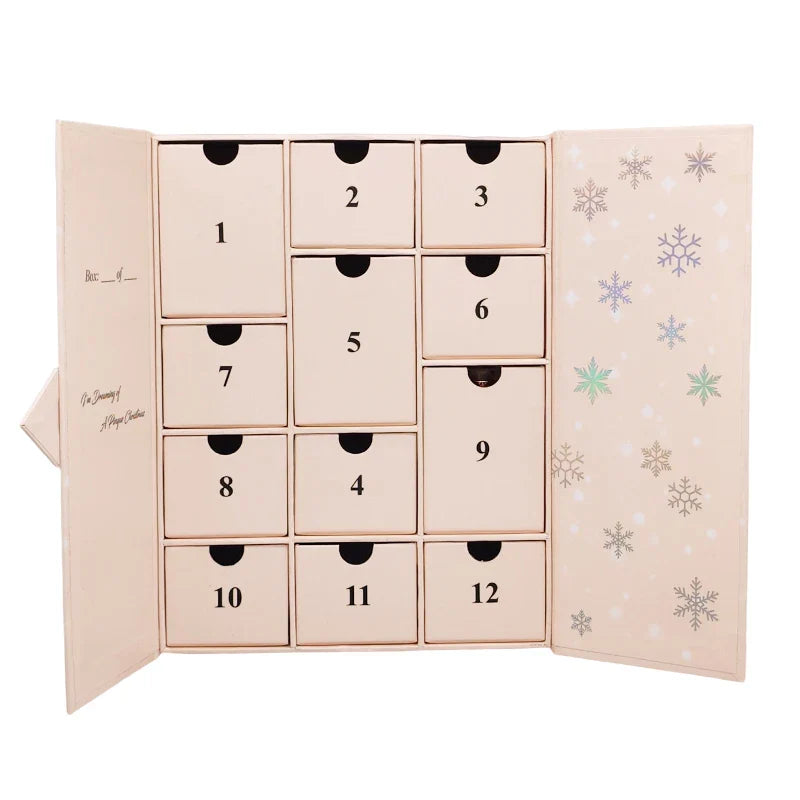 2025 Wholesale Custom Personalized Magnetic Candle Makeup 24 Days Empty Kids Christmas Advent Calendars Gift Packaging Box