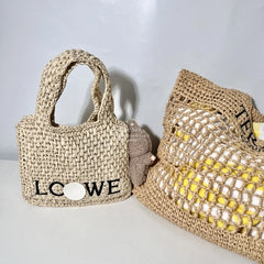 OEM/ODM Customized Luxury Women Handmade Beach Straw Tote Bag Wholesale Summer Handmade Beach Straw Bag