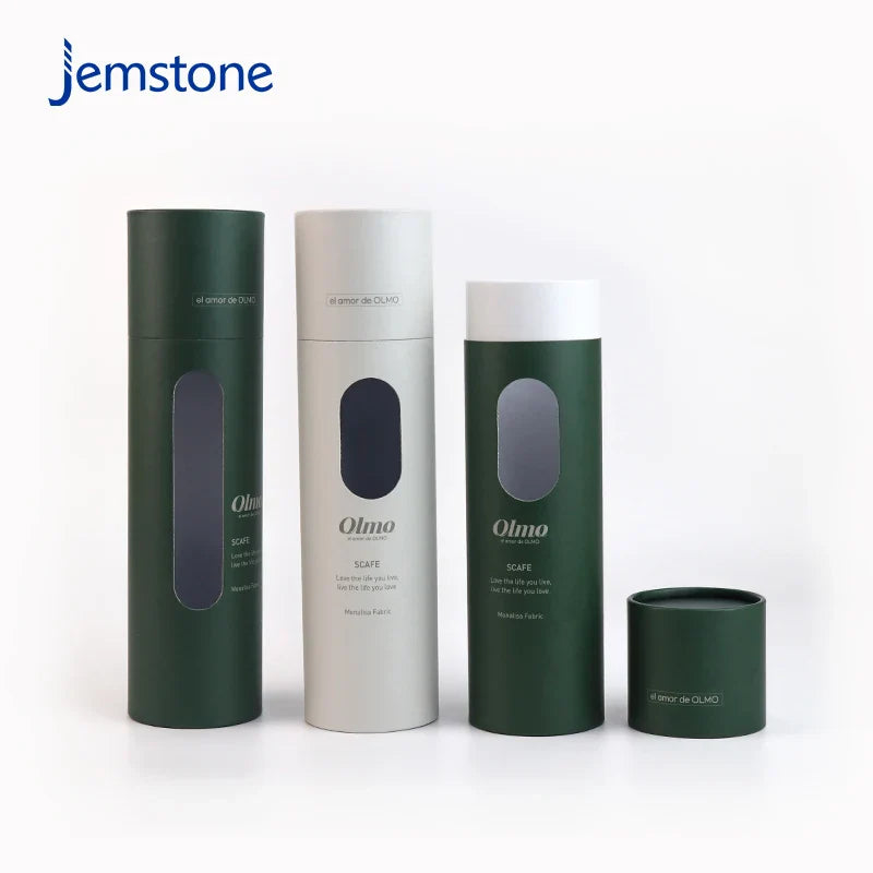 Custom Printed Clothing Paper Tube Scarves T-shirts Craft Kraft Cardboard Cylinder Box Packaging with Window