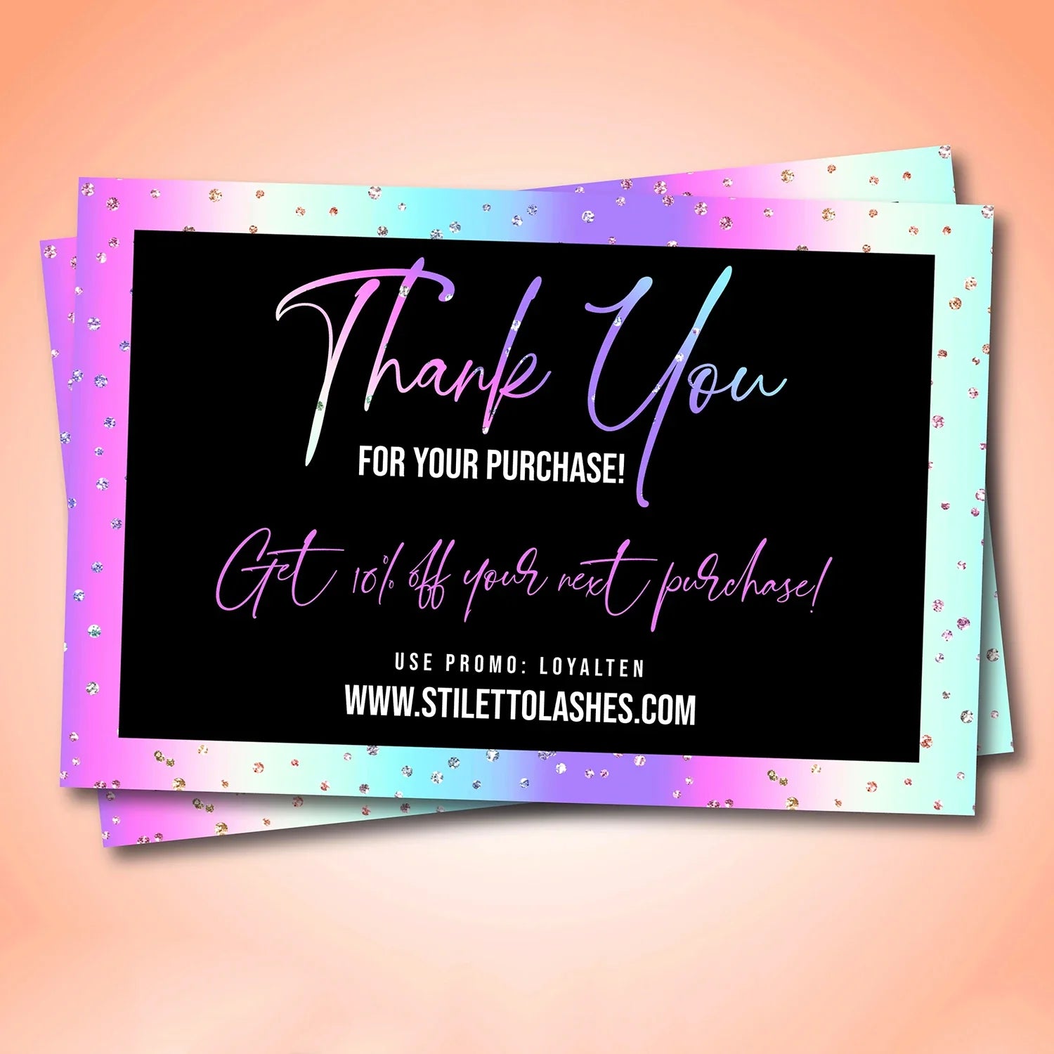 Personalised Custom Gold Foil Printing Brand Logo Luxury Packaging Transparent PVC Thank You Cards Purchase for Small Business