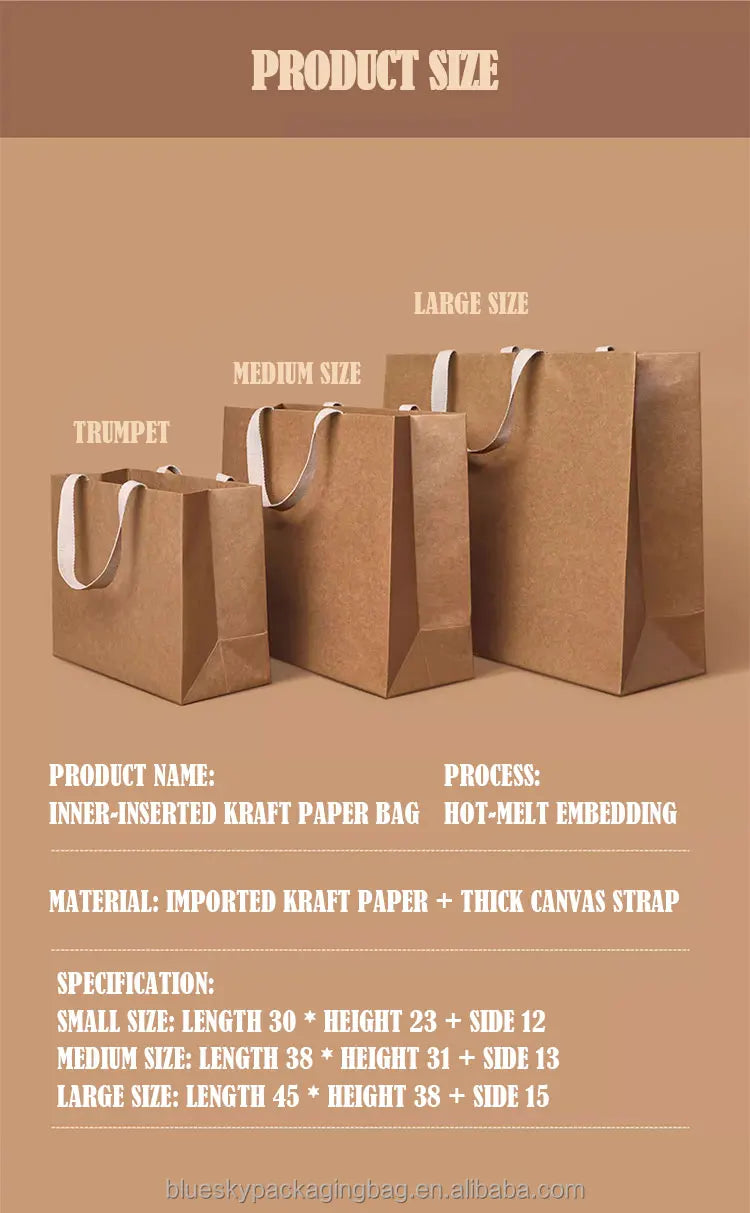 OEM/ODM Customized Brand Brown Paper Bags for Food Shopping Bag with Own logo Kraft Paper Bag Eco Friendly Tote Bag with Handle