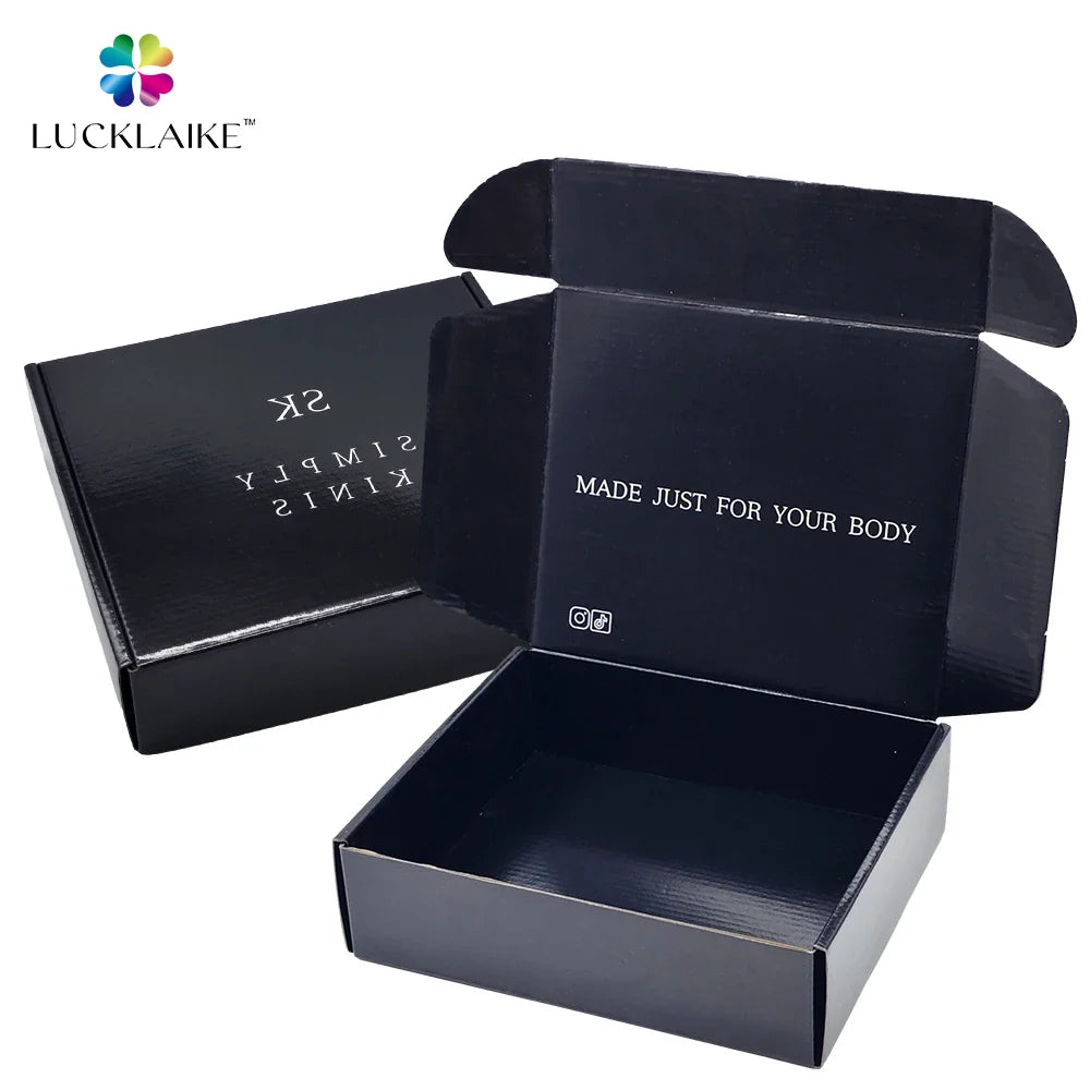Custom Subscription Pr Corrugated Embalagem Jewelry Parcel Delivery Carton Shipping Glossy Black Mailer Boxes for Packaging