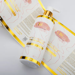 Custom Waterproof Logo Cosmetics Vinyl Gold Foil Shampoo Stickers Roll Printing Hair Product Packaging Labels for Lotion Bottle