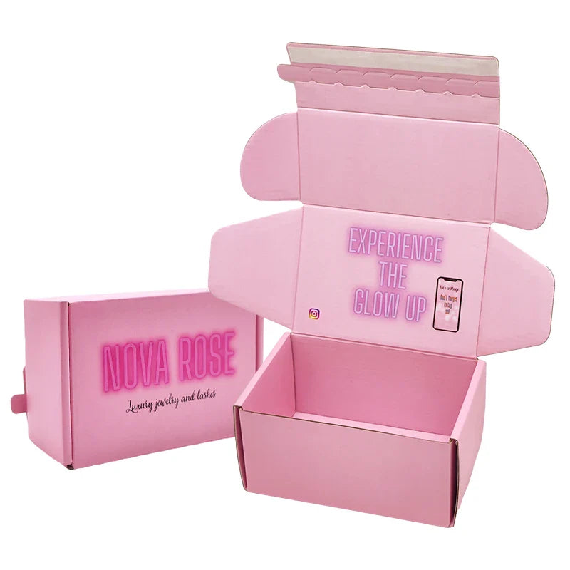 Custom Luxury Design Corrugated Paper Clothing Hot Pink Box Packaging Shipping Mailing Mailer Boxes for Packiging