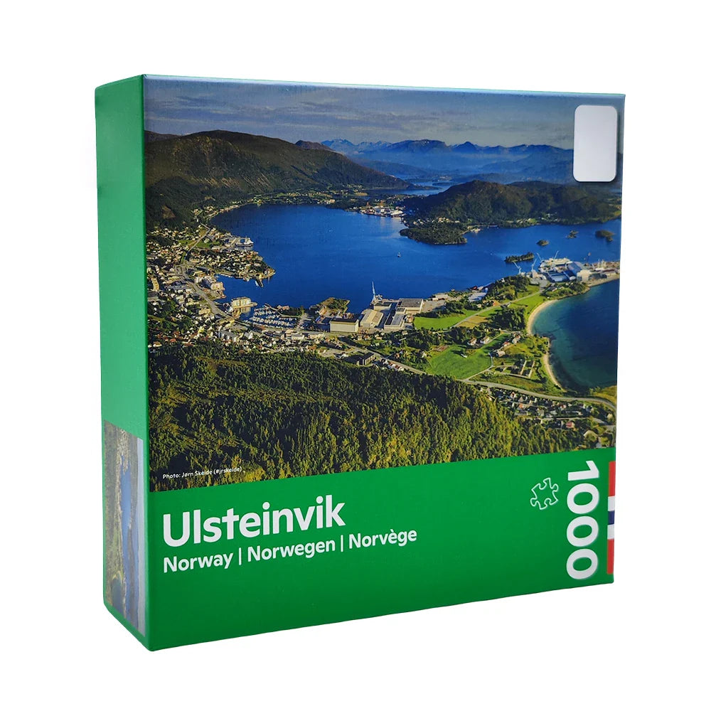 Custom Printing 68X48 High Quality Ulsteinvik Island 1000 Pcs Adulte Cardboard Jigsaw Puzzle Board Games