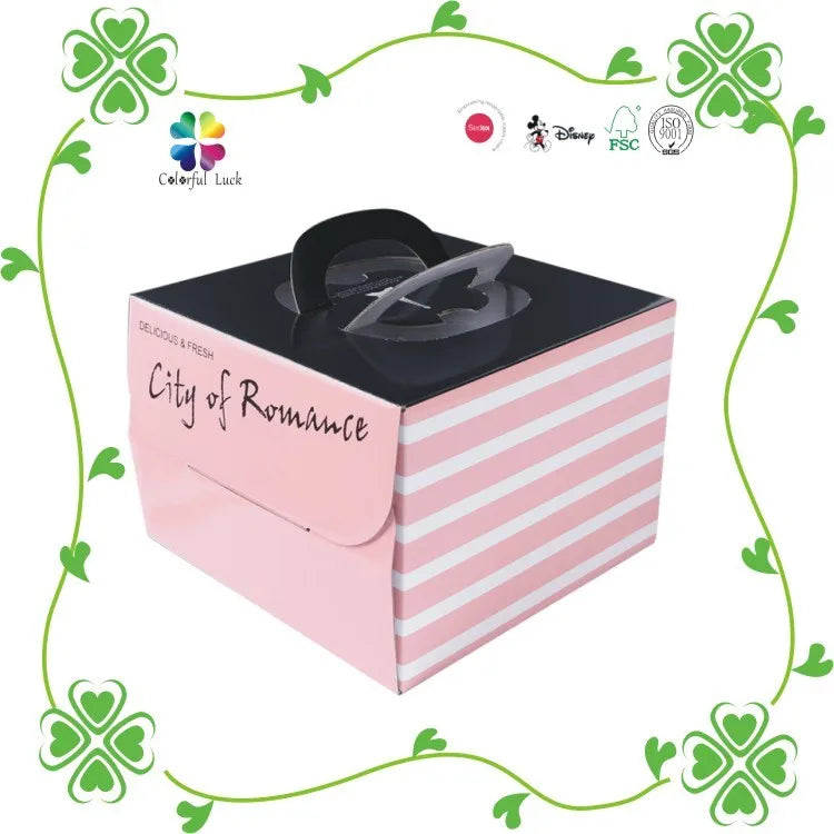 Custom Cake Paper Box Wholesale Christmas Cookie Moon Wedding Birthday Party Gift Cup Cake Box With Handle Cake Packaging
