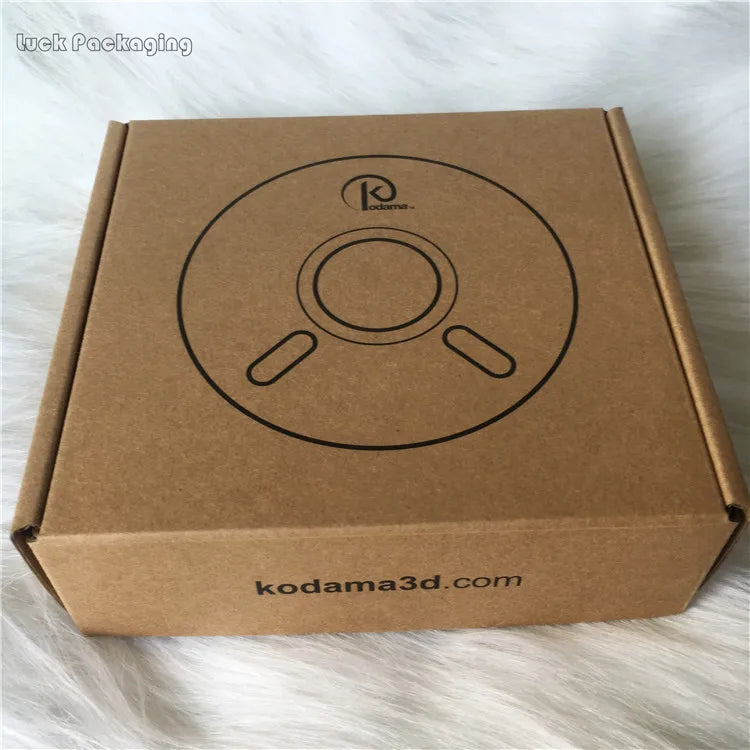 Customized Plain Brown Die Cut Paper Gift Packaging Folding Corrugated Cardboard Box with Plastic Handle