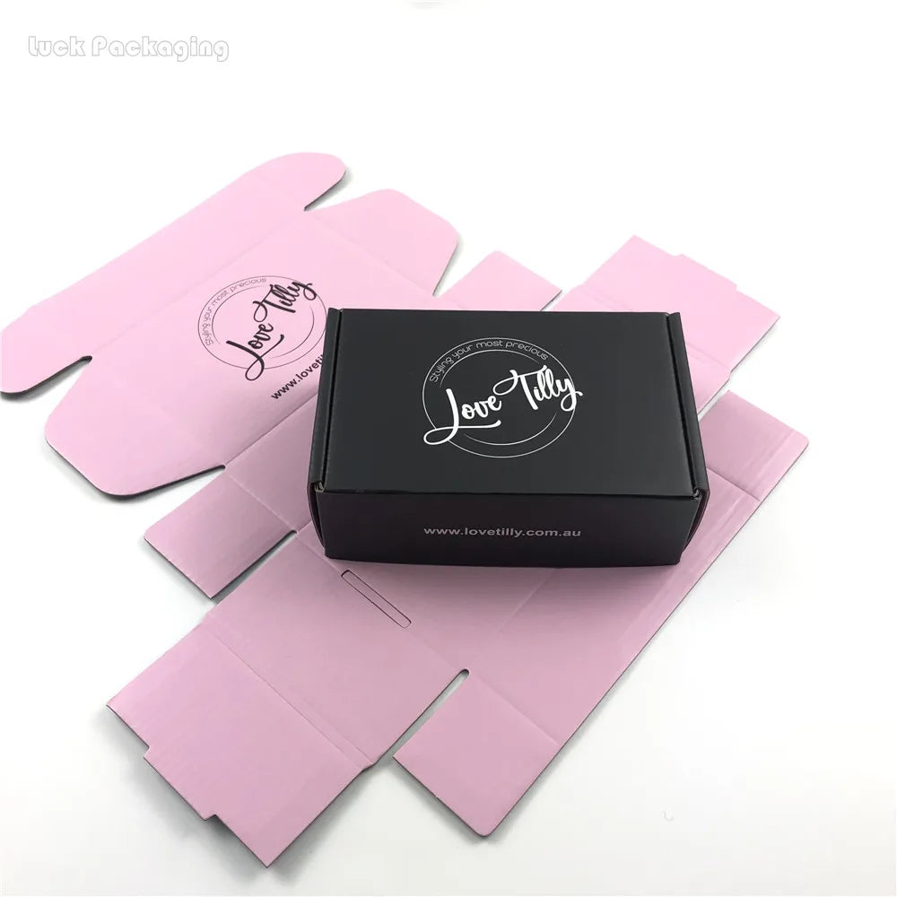 Wholesale High Quality Custom Size Corrugated Cardboard Box Black and Pink Cosmetic Set Postal Mailing Box for Cosmetic