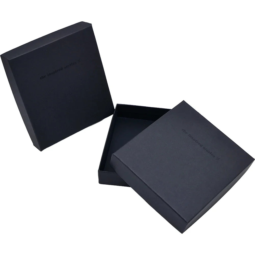 Customised UV Printing Paper Top and Bottom Cardboard Wallet Black Lid and Base Gift Boxes Jewelry Leather Belt Box Packaging