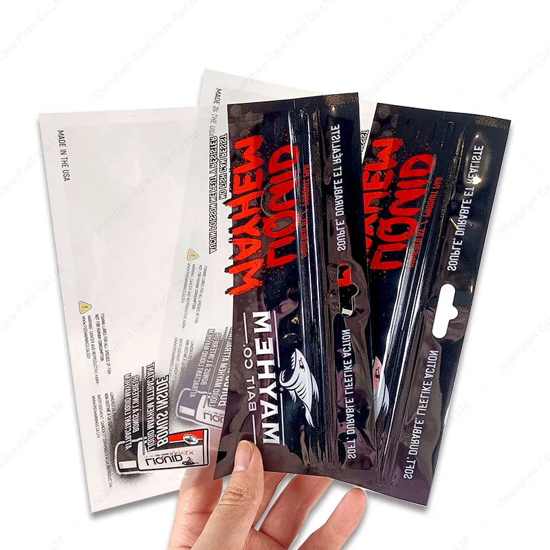 Custom Plastic Bait Resealable Fishing Lure Packaging Three Side Sealed Bag With Zipper Hook Packaging Pouch