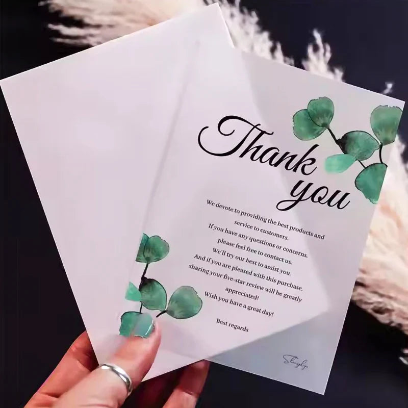 Personalised Custom Gold Foil Printing Brand Logo Luxury Packaging Transparent PVC Thank You Cards Purchase for Small Business