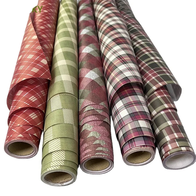 Customize Reversible Christmas Wrapping Paper Mini Roll with Red White Snowflakes and Reindeer Design for Gift Wrap