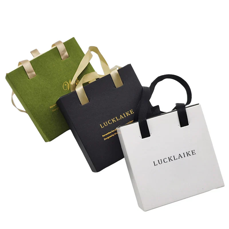 Customized Paper Drawer Box Jewelry Packaging Bags Ring Earrings Necklace Bracelet Gift Jewelry Packaging Boxes With Handle