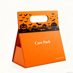 Personalized Halloween Textured Cardboard Handmade Foldable Collapsible Triangular Gift Perfume Box With Handle