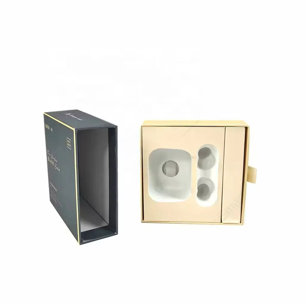 Custom Stamping Slide Drawer Packaging Box With Ribbon Gift Packaging Earphone Wrapping With Velvet EVA Insert