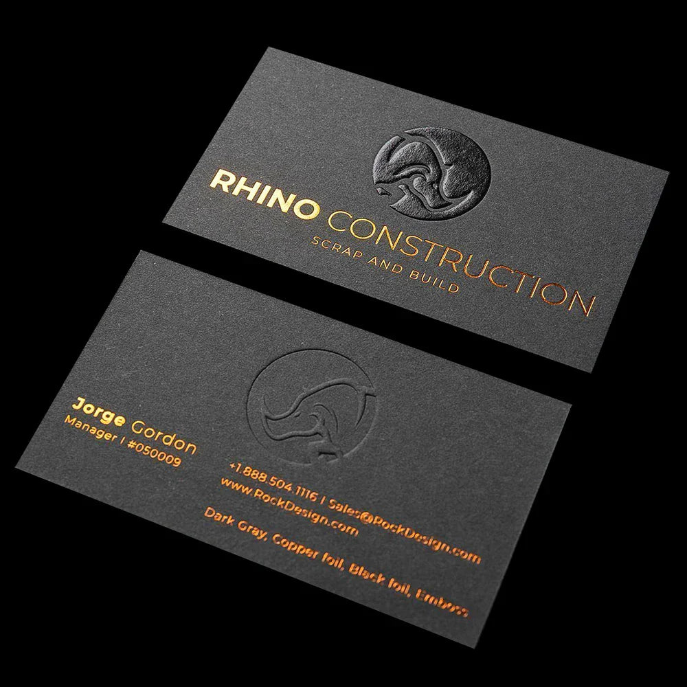 Custom Luxury Embossed Logo Textured Cotton Business Card With Gold Foil Business Thank You Card for Small Business