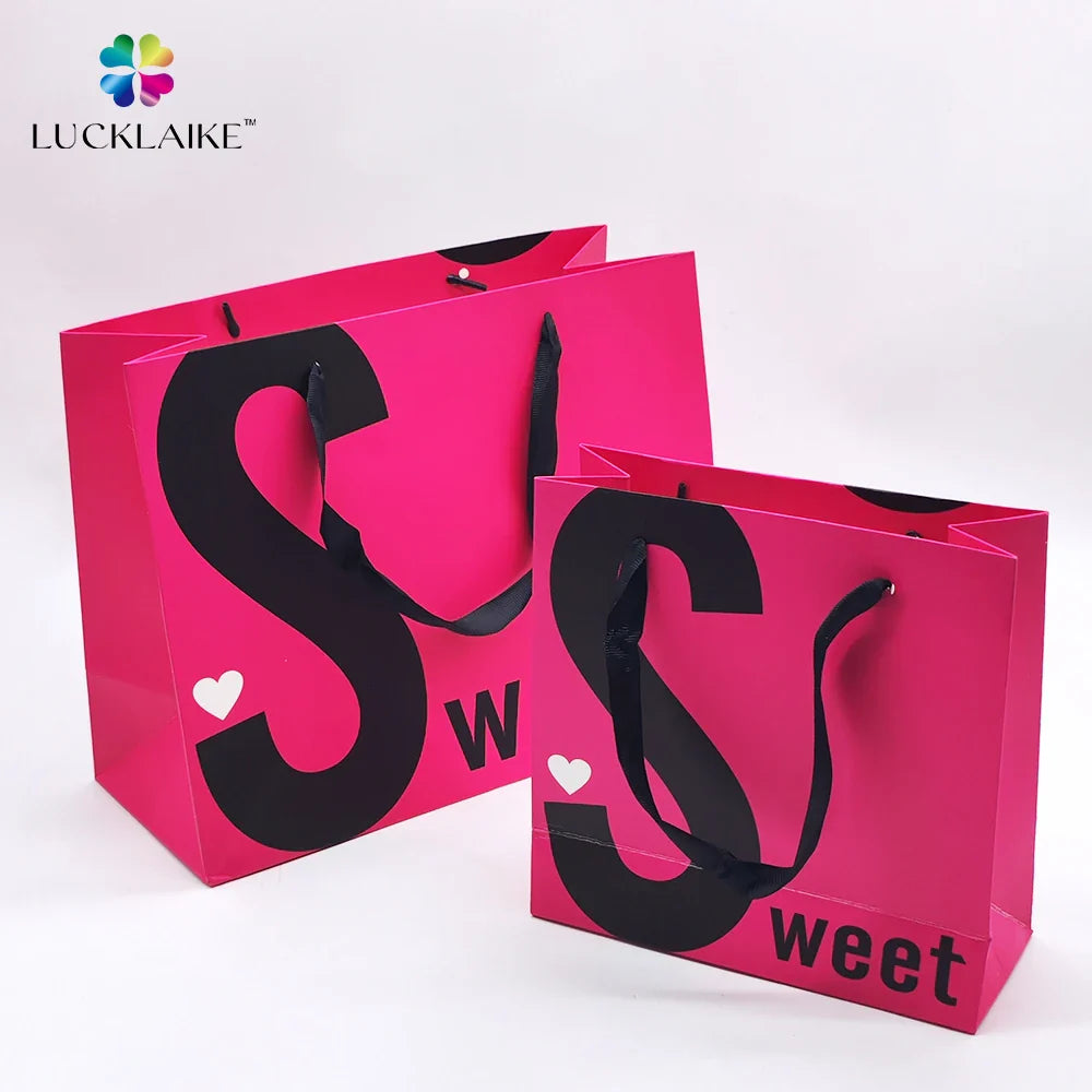 Customized Branded White Craft Sacs En Papier Gift Packaging Bolsas De Papel Shopping Paper Bags with logo Ribbon Handle