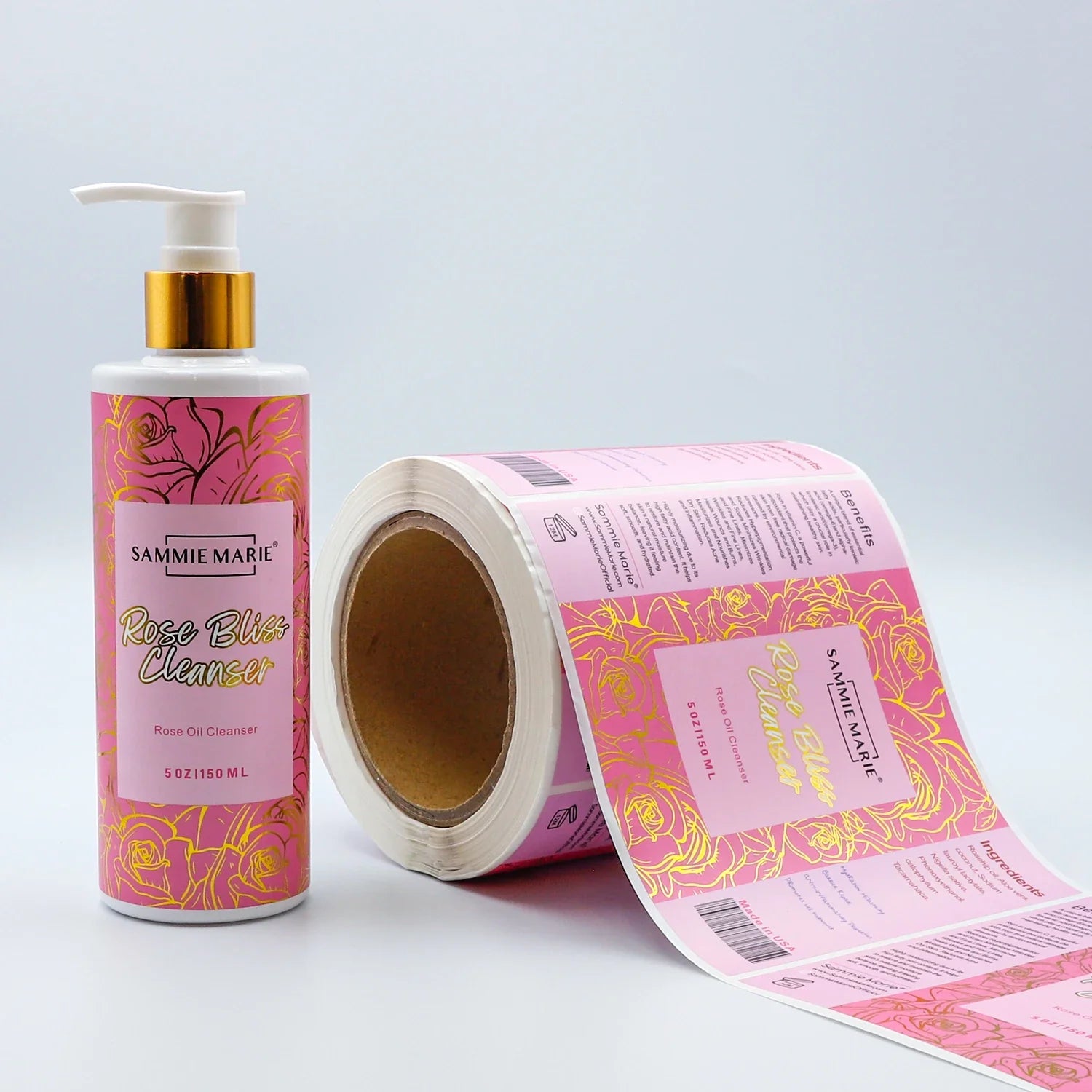 Waterproof Custom Printing Adhesive Vinyl Gold Foil Logo Sticker Label Printing and Design Services Labels for Bottles Packaging