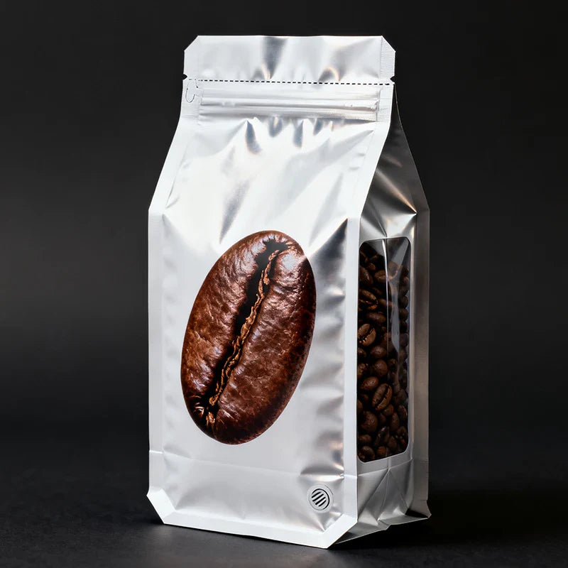 Custom Tea Coffee Quad Square Bottom Plastic Mylar Foil Eight Side Sealing Bags With Valve and Zipper