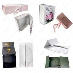 Eco-friendly Rigid Cardboard Bespoke Packaging Box Clothes Dress Shoes Storage Foldable Magnet Packaging Boxes With Ribbon