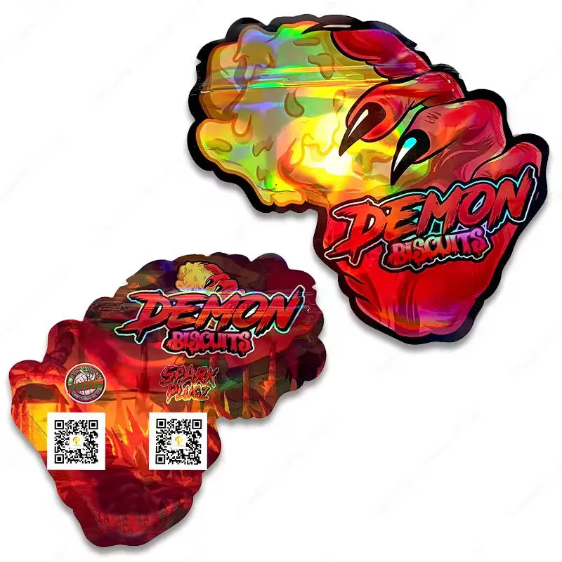 Custom 3.5g Holographic Candy Mylar Plastic Bag Pouch Die Cut Shaped Logo Gravure Printing Special Smell Proof Irregular Surface