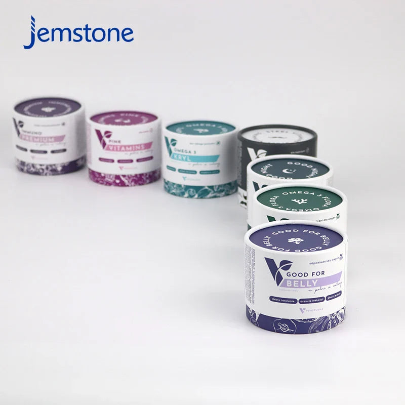 Eco-Friendly Custom logo Round Kraft Collagen Vitamin Paper Tube Candle Cardboard Tube Tea Powder Coffee Bean Cylinder Packaging