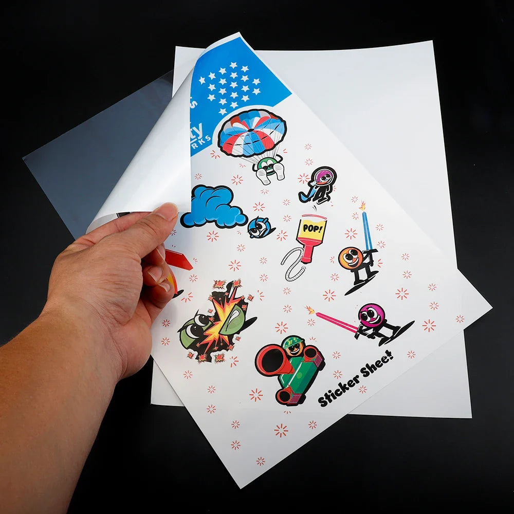 Premium Self Adhesive Inkjet Printable Transparent Backing Viny Matte Glossy 8.5x11 A4 Sticker Paper Sheet With Clear Backing