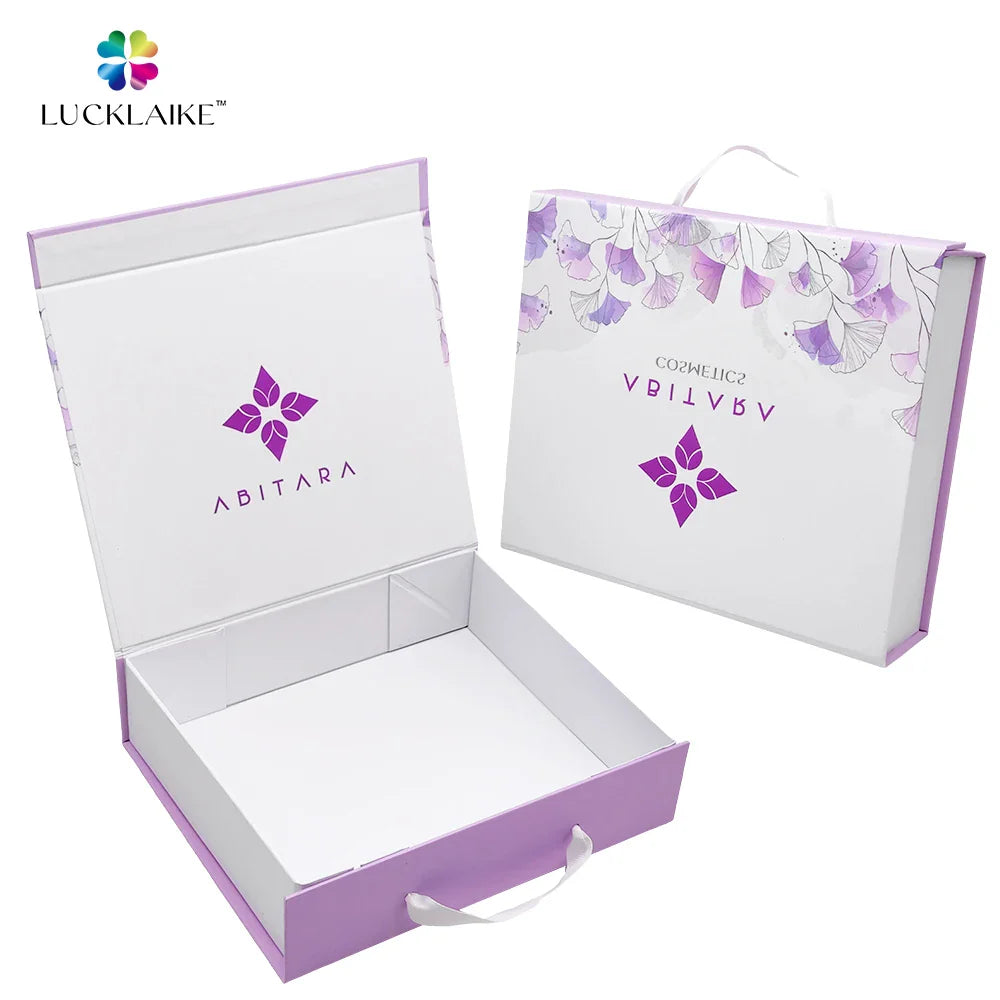 Custom Branded White Rigid Magnet Closure Gift Grey Board Cardboard Love Paper Box Magntique Packaging with logo for Packaging