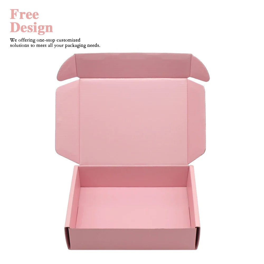 Customized Luxury Personalized Matte Pink Shipping Mailing Parcel Package Paper Lash Packaging Boxes for Clothing