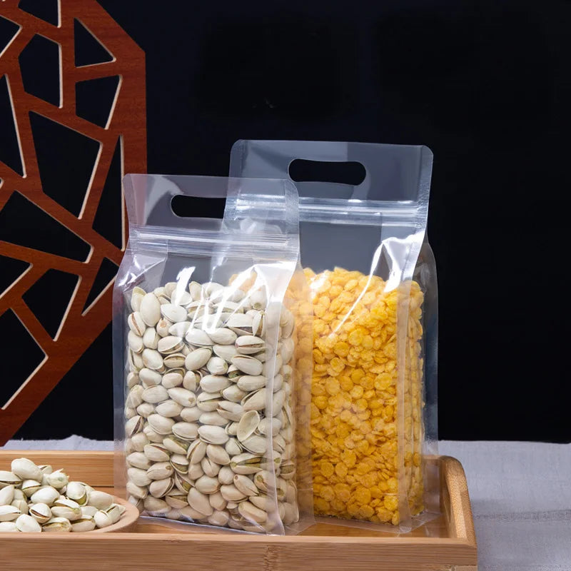 Transparent Clear Block Box Ziplock Food Packaging Bags 8 Side Seal Plastic Poly Moisture-Proof for Pet Food