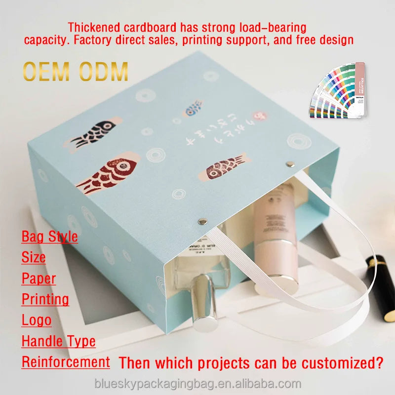 OEM/ODM Customized Logo Design Your Own Inspired Paper Bags with Doll Motifs Personalized Paper Gift Bags for Shopping Daily Bag