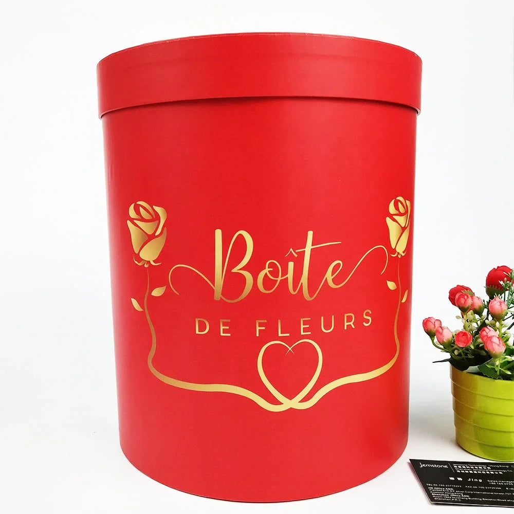 Custom Printing Black White Cardboard Tube Gift Box Luxury Round Round Flower Box Paper Tube Packaging